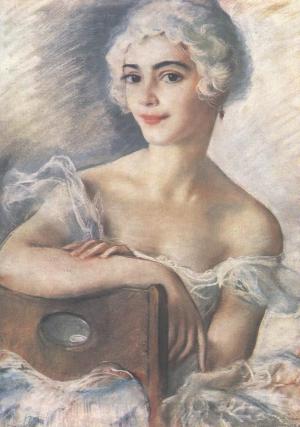Зинаида Серебрякова. Портрет Екатерины Гейденрейх в белом парике. 1924 год