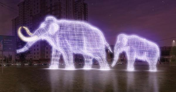 Пермь украсит световая скульптура мамонта с мамонтёнком