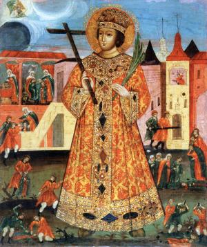 Икона Святой царевич Димитрий Угличский со сценами убиения