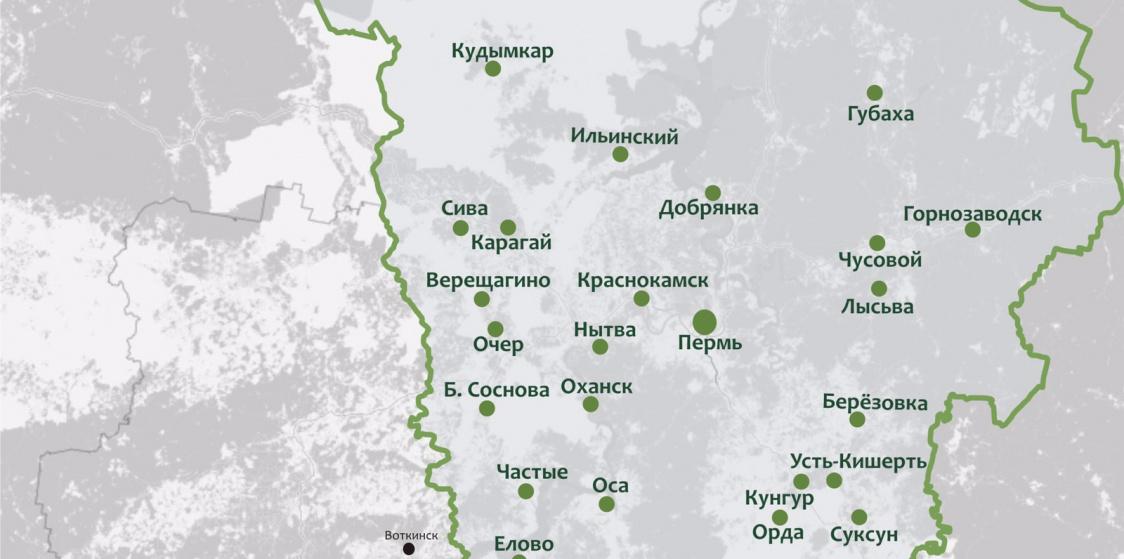 Карта Пермского края  коронавирус