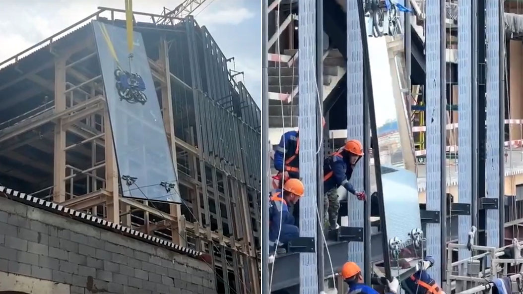 На здании новой пермской галереи начался монтаж стеклянных фасадов