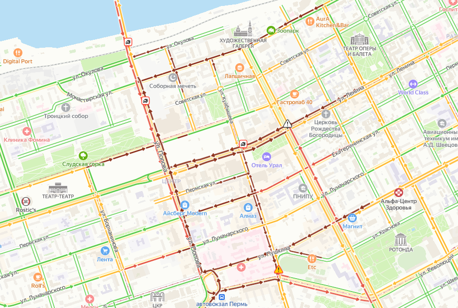 В Перми зафиксированы пробки в восемь баллов