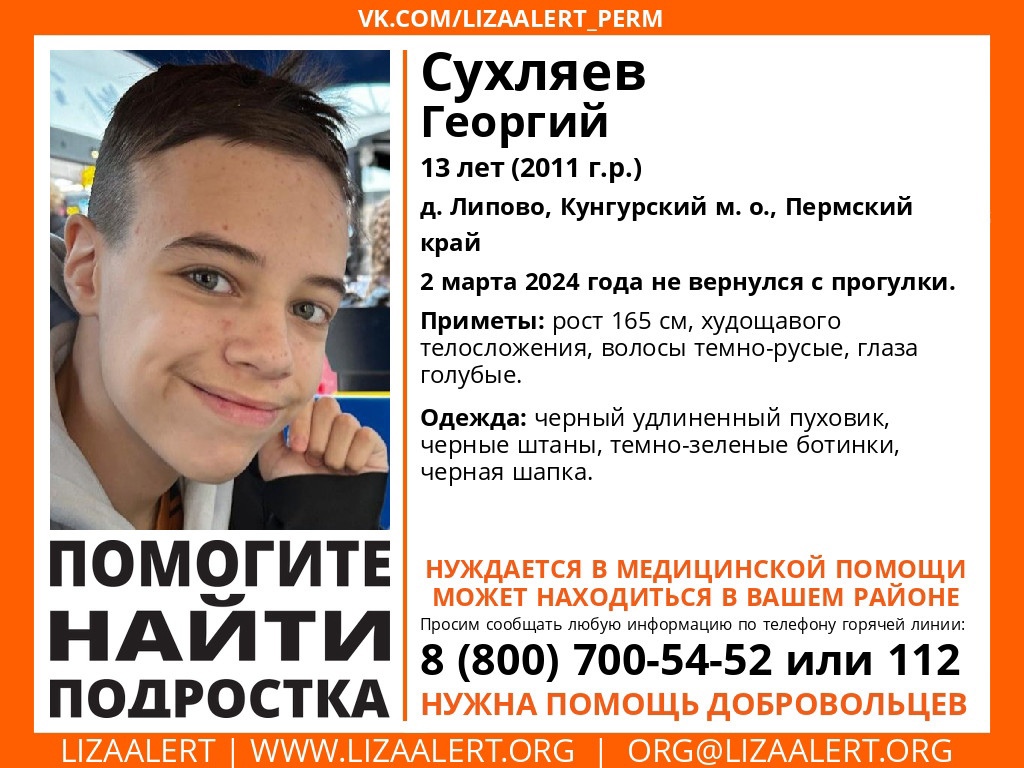 В Прикамье во время прогулки пропал 13-летний мальчик