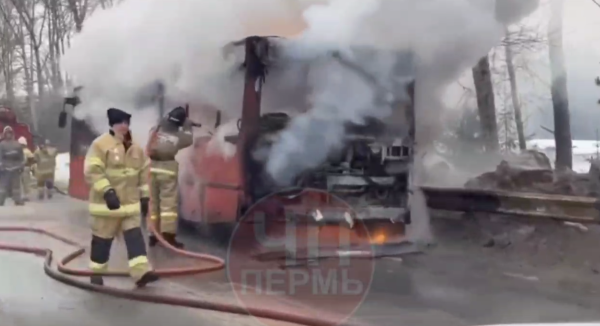 В Пермском крае сгорел автобус