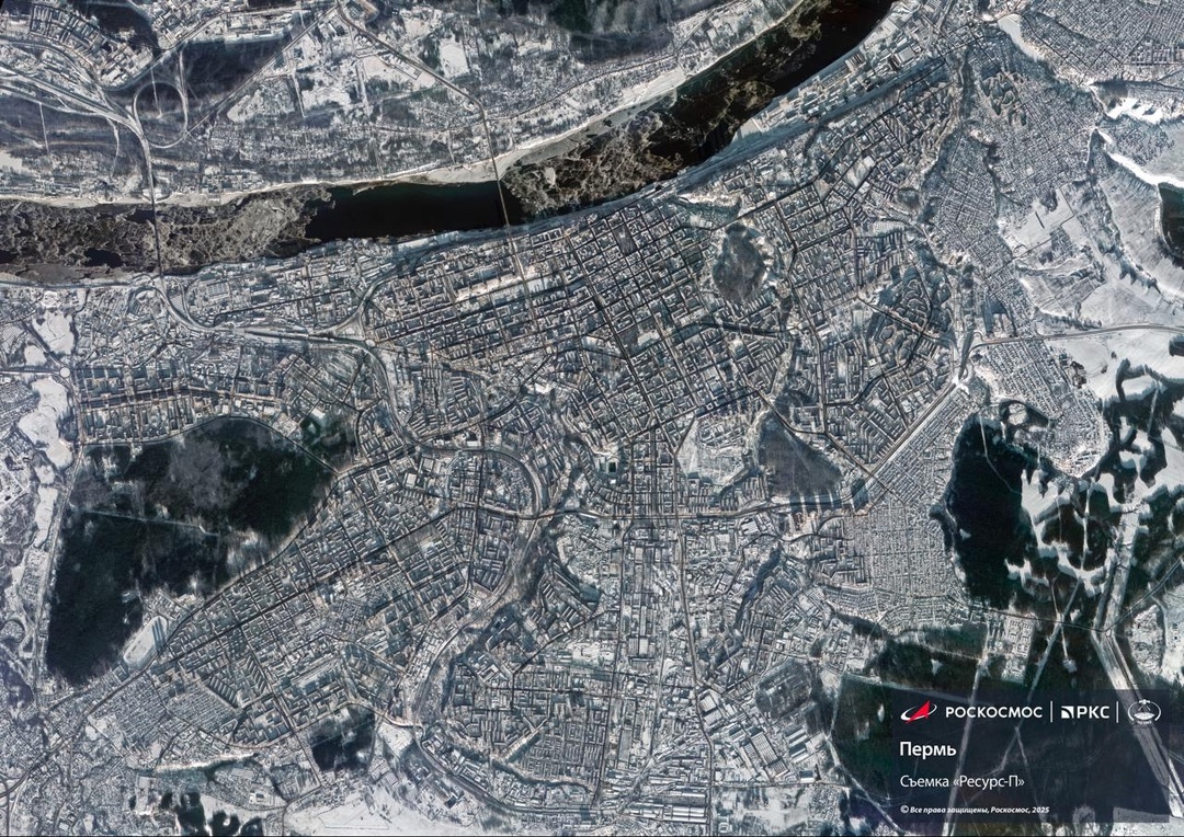 В новогоднюю ночь Пермь запечатлели из космоса