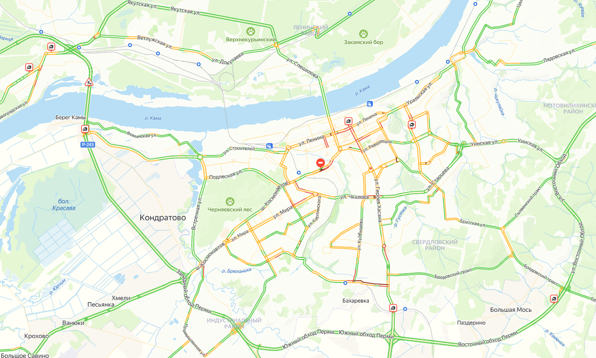 В Перми днём 28 января произошло сразу около 10 ДТП в разных частях города