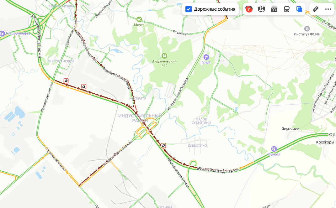 В Перми скопилась большая пробка на Южном и Западном обходах