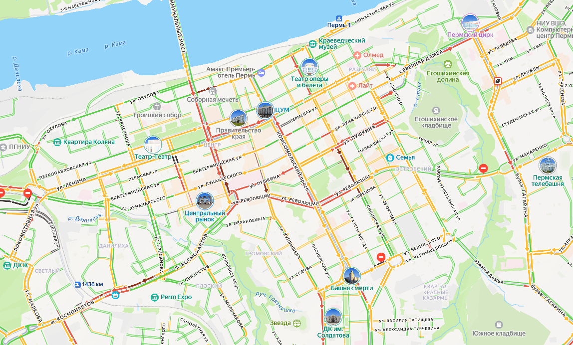 Пермь сковали пробки в 8 баллов